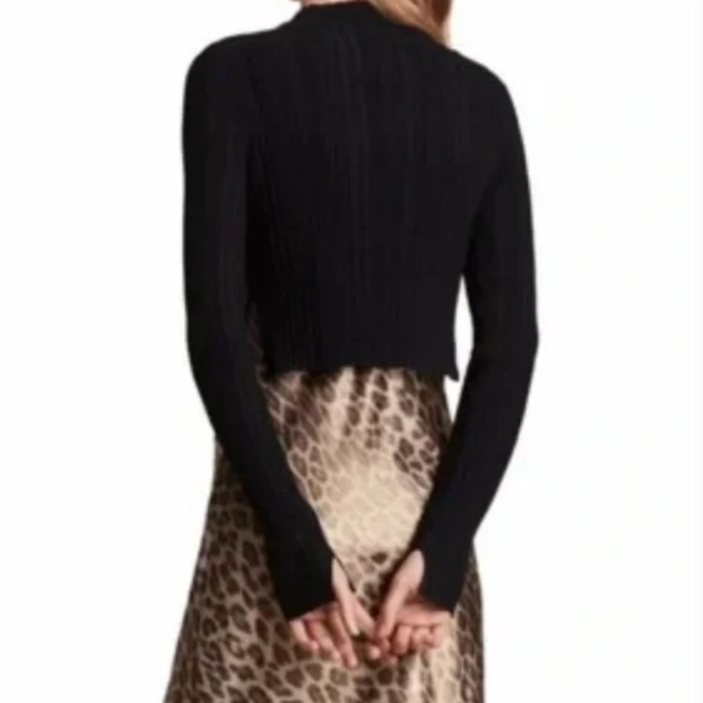SOLD NWT All Saints Mock Neck Karla Leo Cropped Sweater | Black | XS - Picture 2 of 8